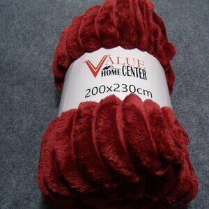 Super soft plush corduroy blanket in maroon color  queen size